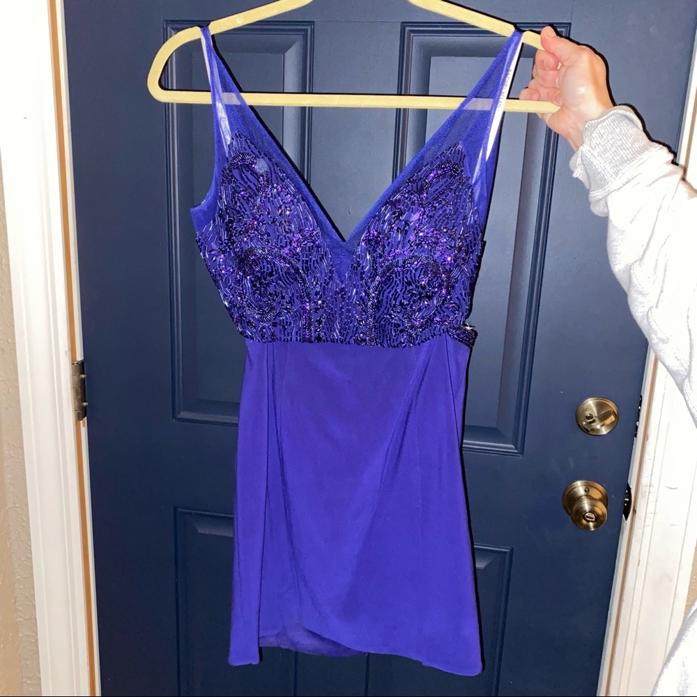 rachel allan two-piece purple homecoming formal dress - Picture 3 of 11